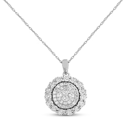 Round-Cut Multi-Diamond Center Necklace 1/2 ct tw 10K White Gold 18"