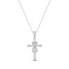 Thumbnail Image 1 of Round-Cut Diamond Heart Infinity Cross Necklace 1/10 ct tw Sterling Silver 18”