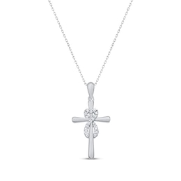 Round-Cut Diamond Heart Infinity Cross Necklace 1/10 ct tw Sterling Silver 18”