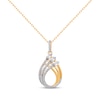 Thumbnail Image 0 of Baguette & Round-Cut Diamond Teardrop Necklace 1/3 ct tw 10K Yellow Gold 18”