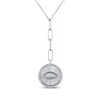 Thumbnail Image 1 of Round-Cut Diamond Evil Eye Charm Drop Necklace 1/6 ct tw Sterling Silver 18“