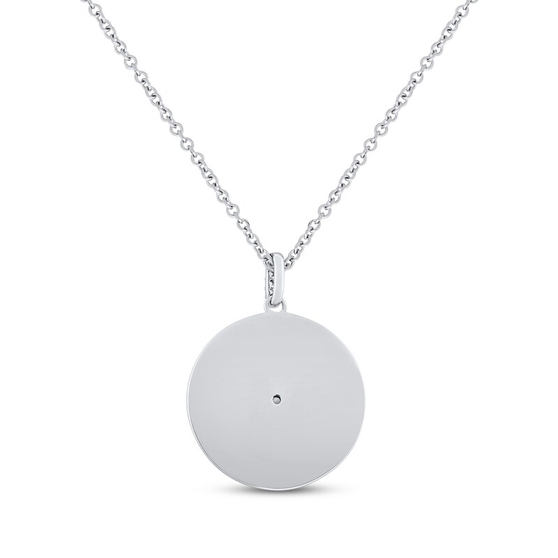 Main Image 2 of Round-Cut Diamond Evil Eye Charm Necklace 1/4 ct tw Sterling Silver 18“