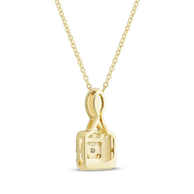 Round-Cut Diamond Square-Shaped Necklace 1/4 ct tw 10K Yellow Gold 18“