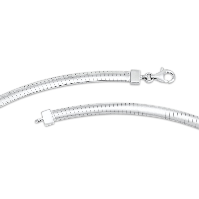 Main Image 2 of Omega Chain Necklace with Round-Cut Diamond Centerpiece 1/2 ct tw Sterling Silver 17“