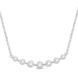Round-Cut Diamond Smile Necklace 1/5 ct tw 10K White Gold 19”