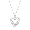 Thumbnail Image 1 of Round-Cut Diamond Heart Necklace 1/8 ct tw 10K White Gold 18”