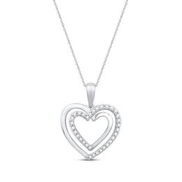 Round-Cut Diamond Heart Necklace 1/8 ct tw 10K White Gold 18”