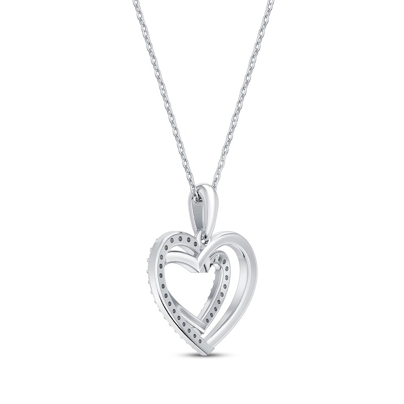 Main Image 3 of Round-Cut Diamond Heart Necklace 1/8 ct tw 10K White Gold 18”