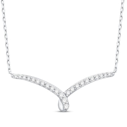 Round-Cut Diamond Chevron Necklace 1/4 ct tw 10K White Gold 19”