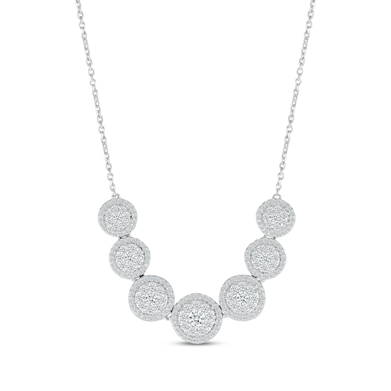 Round-Cut Multi-Diamond Smile Necklace 1 ct tw 10K White Gold 18”