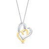 Thumbnail Image 3 of Round-Cut Diamond Double Heart Necklace 1/3 ct tw 10K Two-Tone Gold 19”