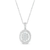 Thumbnail Image 0 of Multi-Diamond Oval Frame Necklace 1/15 ct tw Sterling Silver 18"