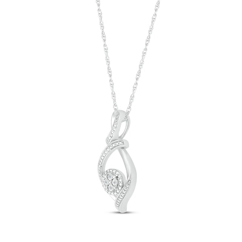 Diamond Accent Twisting Loop Necklace Sterling Silver 18” Kay Outlet