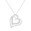 Thumbnail Image 1 of Diamond Tilted Double Heart Necklace 1/10 ct tw 10K White Gold 19"