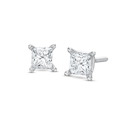 Certified Princess-Cut Diamond Solitaire Stud Earrings 1/2 ct tw 14K White Gold (I/SI2)