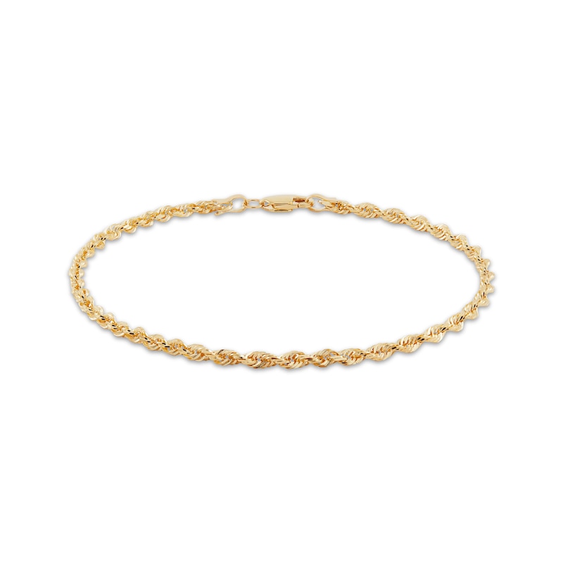 Semi-Solid Glitter Rope Chain Necklace & Bracelet Set 2.4mm 14K Yellow Gold