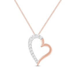 Diamond Abstract Heart Necklace 1/3 ct tw 10K Rose Gold 19&quot;