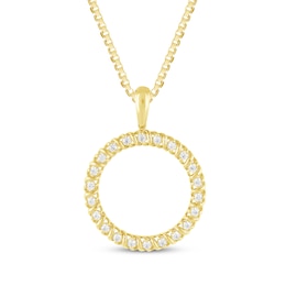 Diamond Ribbon Open Circle Necklace 1/4 ct tw 10K Yellow Gold 18&quot;