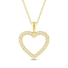 Diamond Looping Heart Necklace 1/4 ct tw 10K Yellow Gold 18&quot;