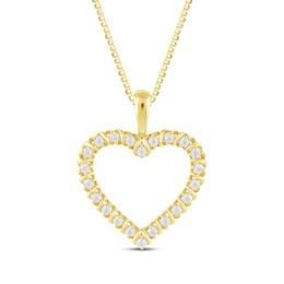 Diamond Looping Heart Necklace 1/4 ct tw 10K Yellow Gold 18"