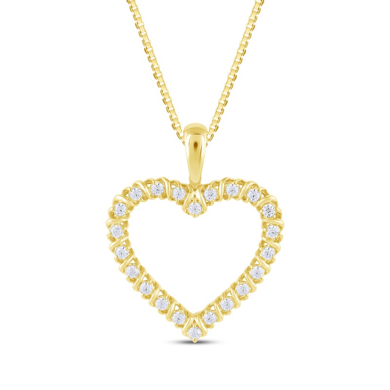 Main Image 1 of Diamond Looping Heart Necklace 1/4 ct tw 10K Yellow Gold 18"