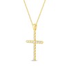Thumbnail Image 2 of Diamond Ribbon Cross Necklace 1/4 ct tw 10K Yellow Gold 18"