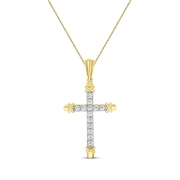 Diamond Cross Necklace 1/4 ct tw 10K Two-Tone Gold 18&quot;