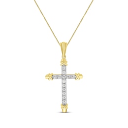 Diamond Cross Necklace 1/4 ct tw 10K Two-Tone Gold 18"