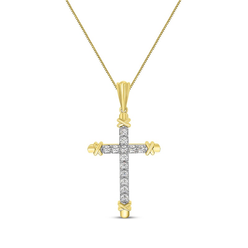 Main Image 1 of Diamond Cross Necklace 1/4 ct tw 10K Two-Tone Gold 18"