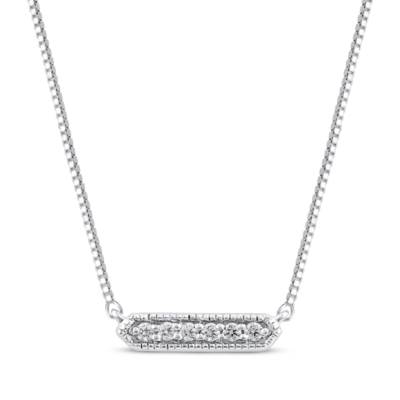 Main Image 1 of Diamond Accent Bar Necklace 10K White Gold 18"