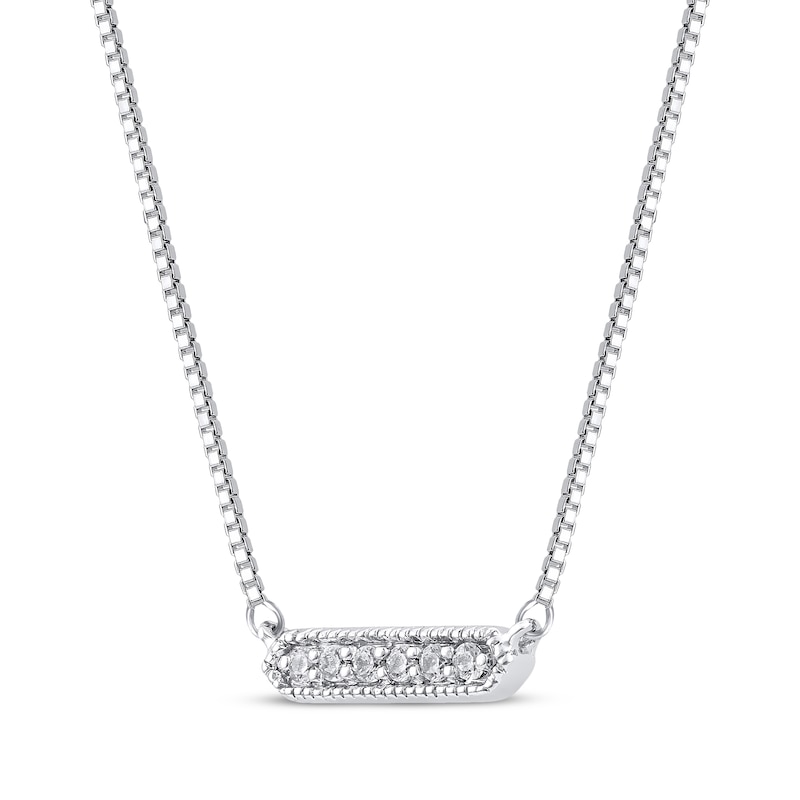 Diamond Accent Bar Necklace 10K White Gold 18"