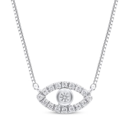 Diamond Evil Eye Necklace 1/20 ct tw 10K White Gold 18"