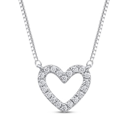 Diamond Open Heart Necklace 1/15 ct tw 10K White Gold 18&quot;