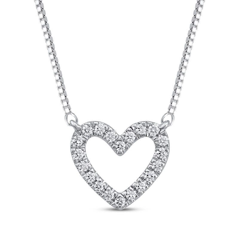 Main Image 1 of Diamond Open Heart Necklace 1/15 ct tw 10K White Gold 18"