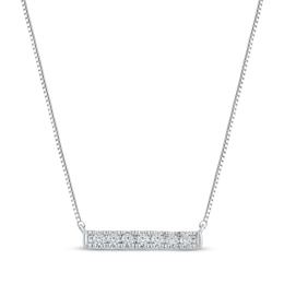 Diamond Horizontal Bar Necklace 1/15 ct tw 10K White Gold 18&quot;