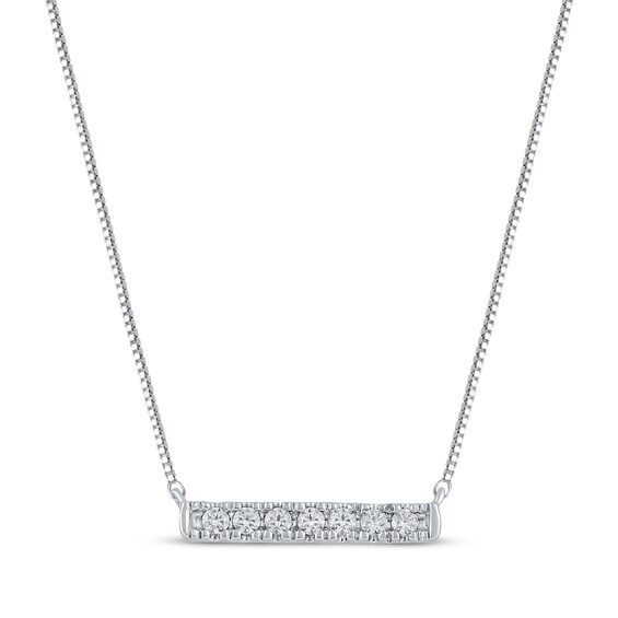 Diamond Horizontal Bar Necklace 1/15 ct tw 10K White Gold 18"