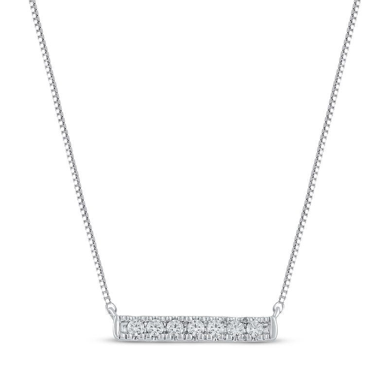Main Image 1 of Diamond Horizontal Bar Necklace 1/15 ct tw 10K White Gold 18"