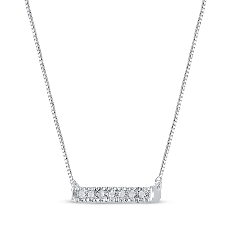 Main Image 2 of Diamond Horizontal Bar Necklace 1/15 ct tw 10K White Gold 18"
