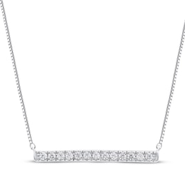 Diamond Horizontal Bar Necklace 1/8 ct tw 10K White Gold 18&quot;