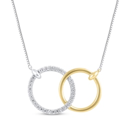 Diamond Interlocking Circles Necklace 1/10 ct tw 10K Two-Tone Gold 18"