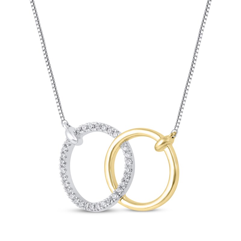 Main Image 2 of Diamond Interlocking Circles Necklace 1/10 ct tw 10K Two-Tone Gold 18"