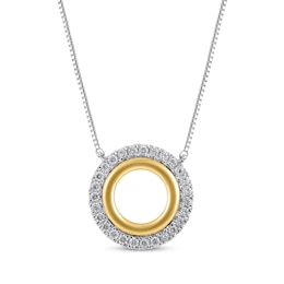 Diamond Double Open Circle Necklace 1/8 ct tw 10K Two-Tone Gold 18&quot;