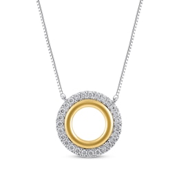 Diamond Double Open Circle Necklace 1/8 ct tw 10K Two-Tone Gold 18"