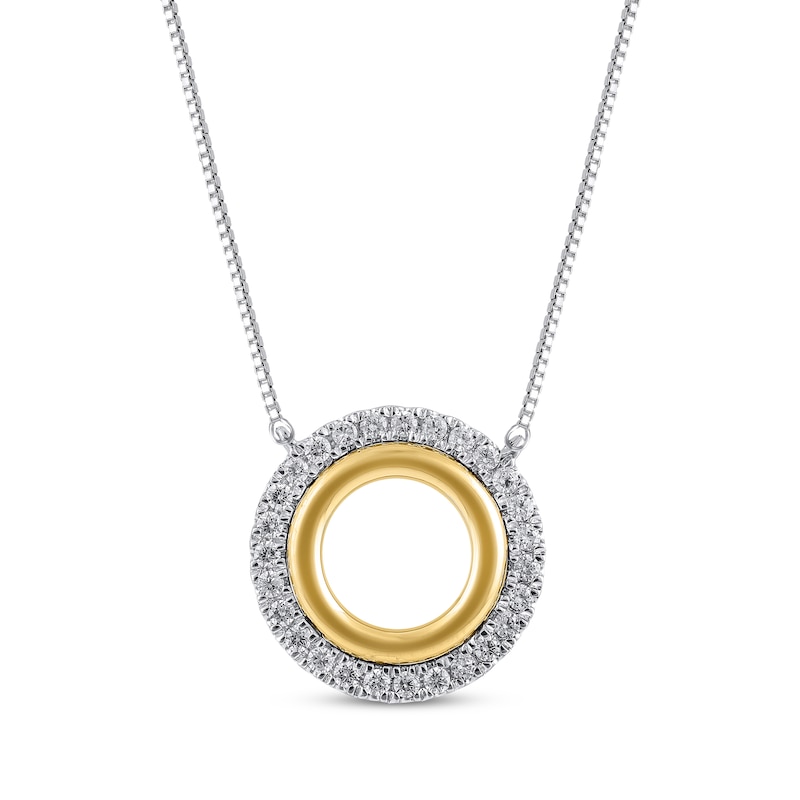 Main Image 1 of Diamond Double Open Circle Necklace 1/8 ct tw 10K Two-Tone Gold 18"