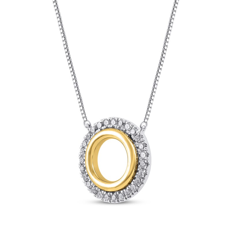 Main Image 2 of Diamond Double Open Circle Necklace 1/8 ct tw 10K Two-Tone Gold 18"