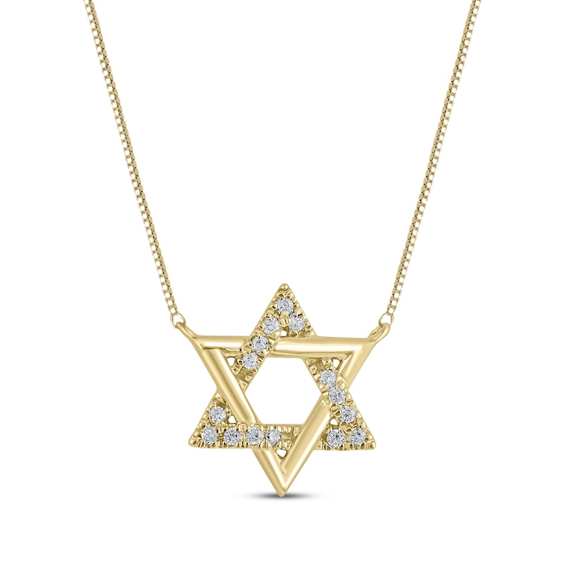 Main Image 1 of Diamond Star of David Necklace 1/20 ct tw 10K Yellow Gold 18&quot;
