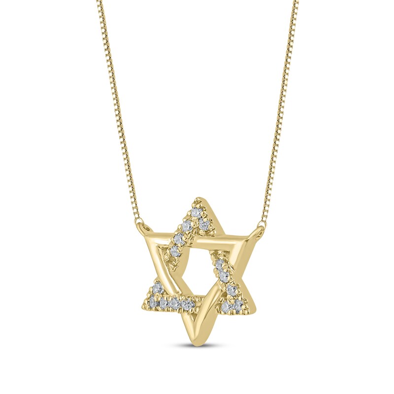 Main Image 2 of Diamond Star of David Necklace 1/20 ct tw 10K Yellow Gold 18&quot;