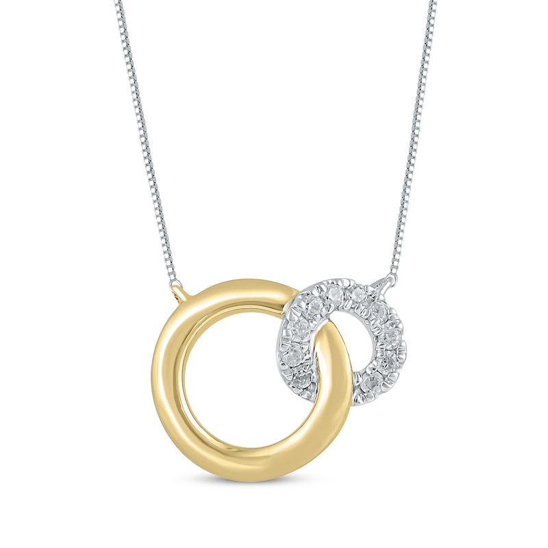 Main Image 1 of Diamond Interlocking Circles Necklace 1/20 ct tw 10K Two-Tone Gold 18"