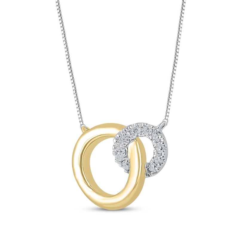 Main Image 2 of Diamond Interlocking Circles Necklace 1/20 ct tw 10K Two-Tone Gold 18"