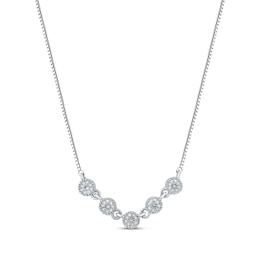 Diamond Five-Stone Bezel Necklace 1/10 ct tw 10K White Gold 18&quot;